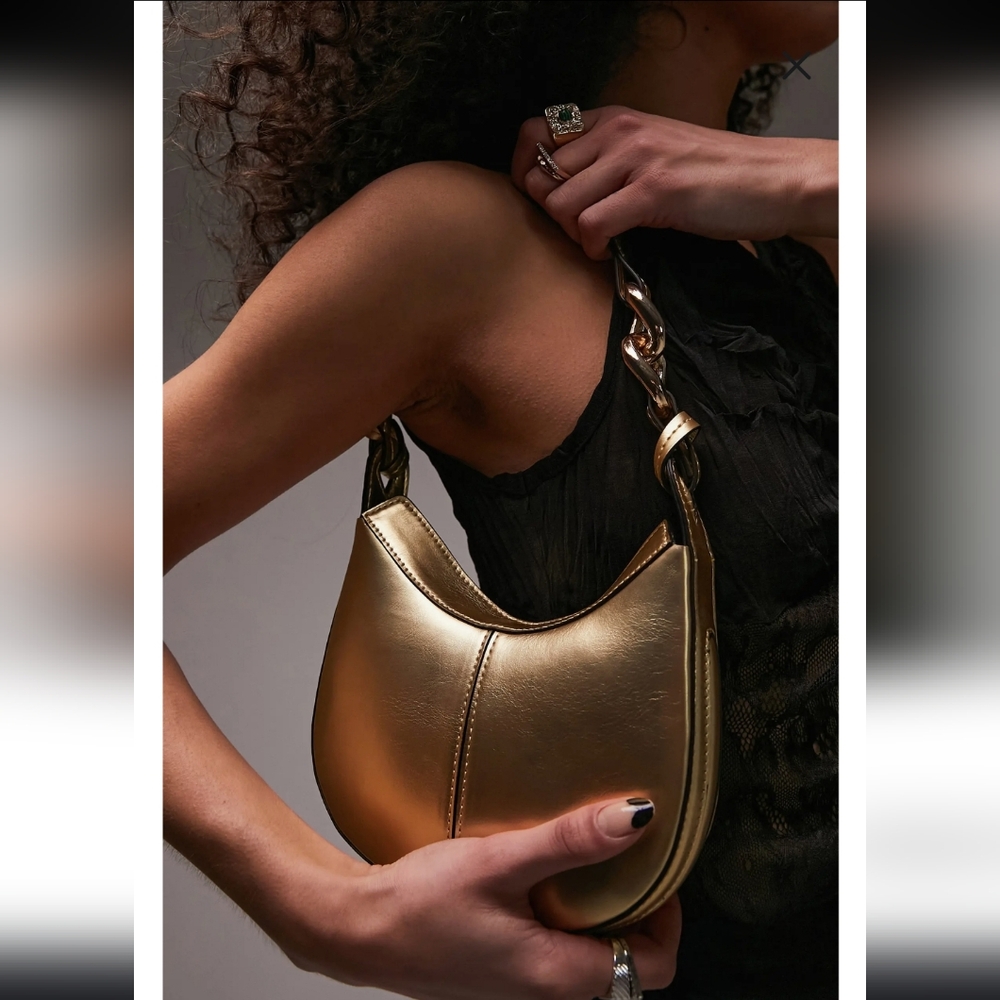 Topshop gold shoulder bag - Picture 2 of 9